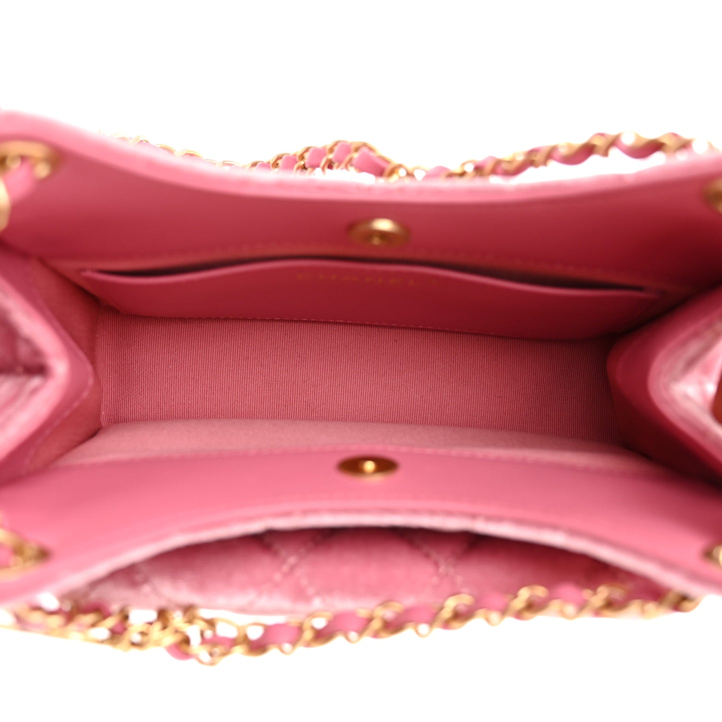 Velvet Quilted Small Wavy CC Hobo Pink