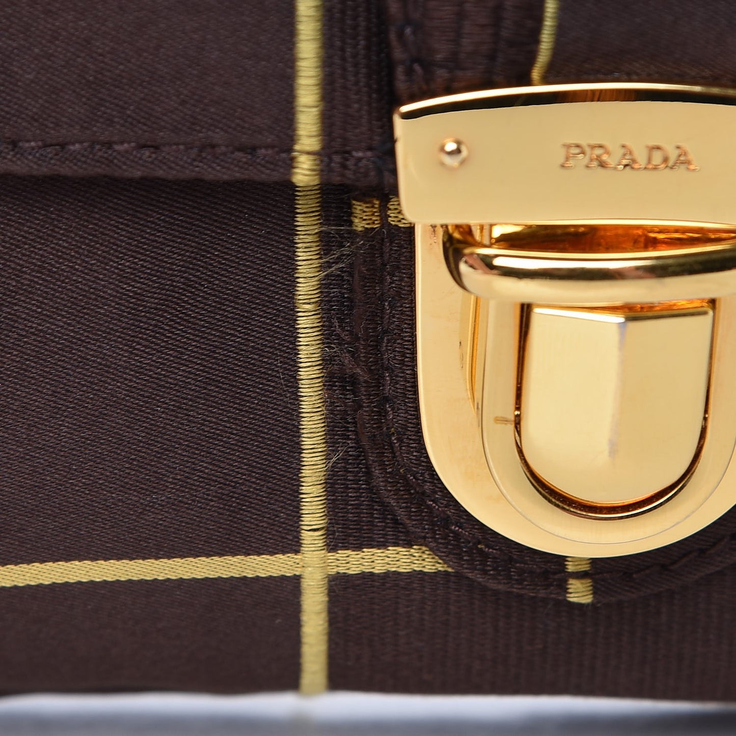 Satin Windowpane Plaid Shoulder Bag Brown