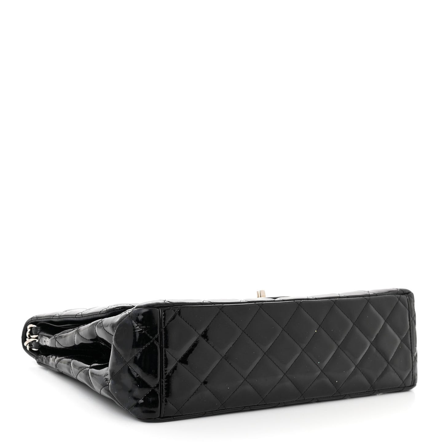 Patent Quilted Maxi Double Flap Black