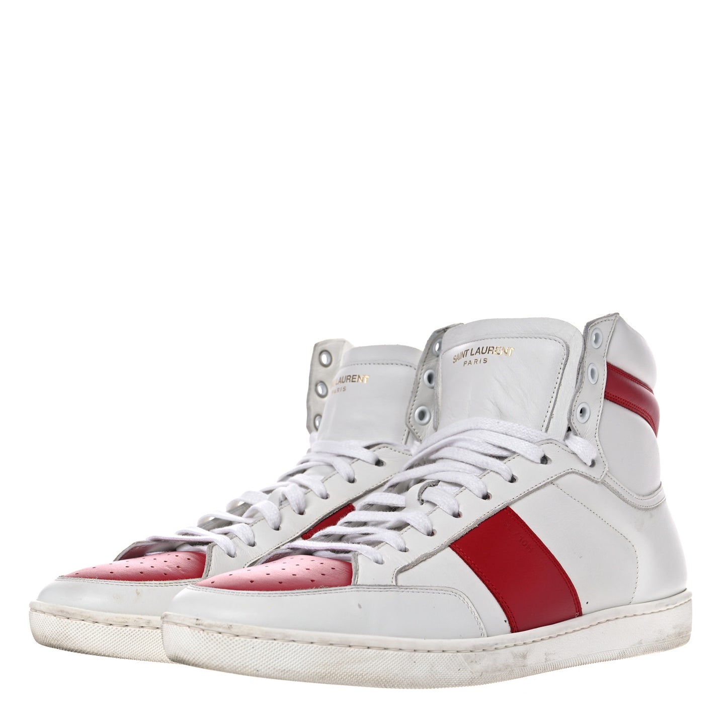 Calfskin Court Classic SL/10H High Top Sneakers 43 White Red