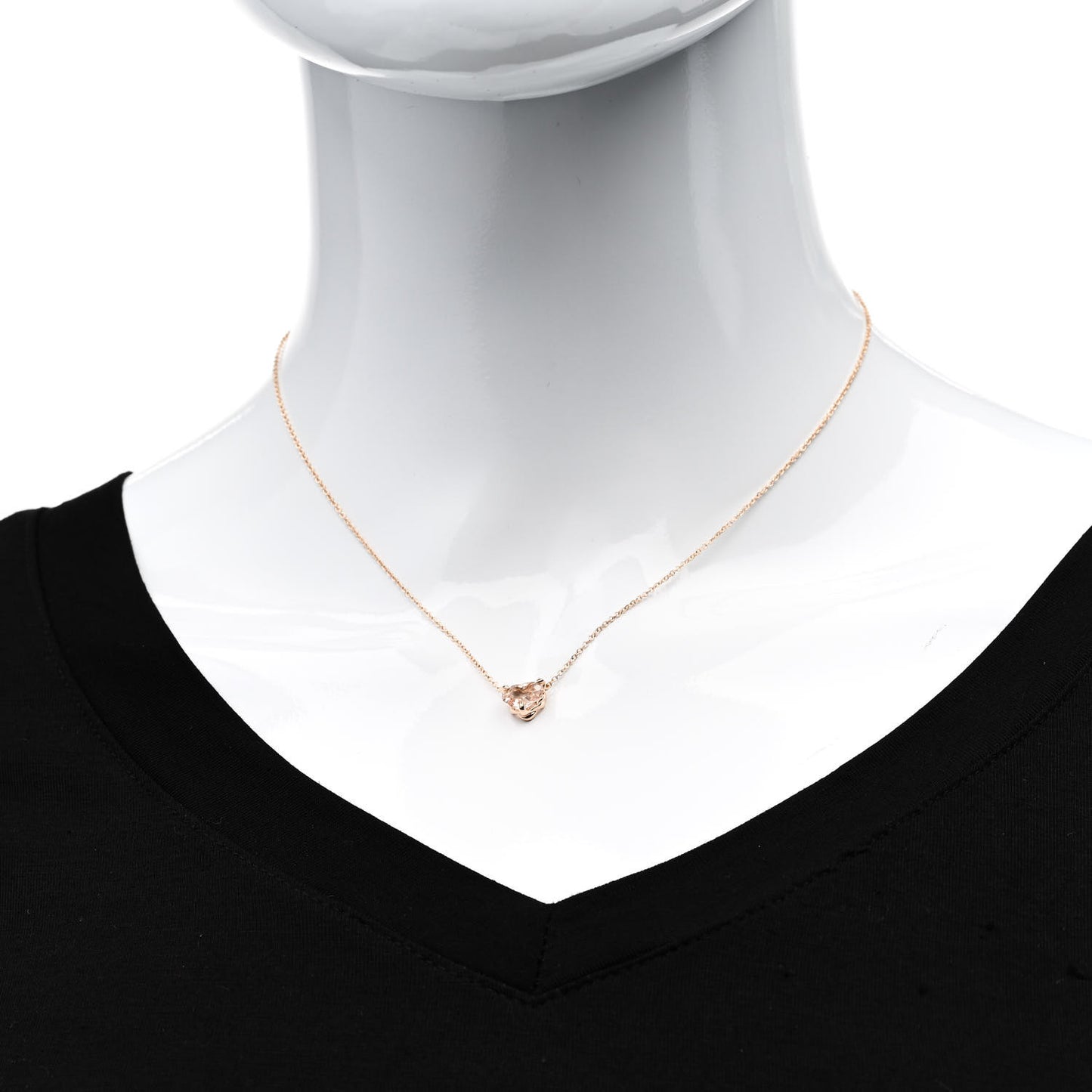 18K Rose Gold Morganite 8mm Chatelaine Heart Pendant Necklace
