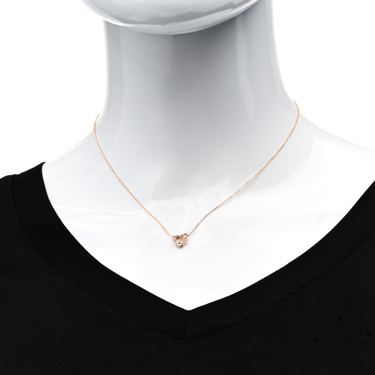 David Yurman 18K Rose Gold Morganite 8mm Chatelaine Heart Pendant Necklace 2 of 4