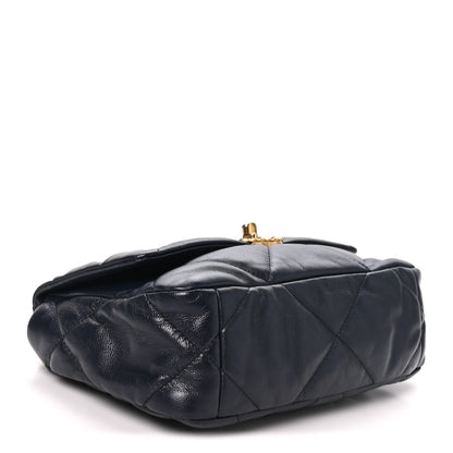 Chanel Goatskin Quilted Medium Chanel 19 Flap Navy Blue 4 of 9