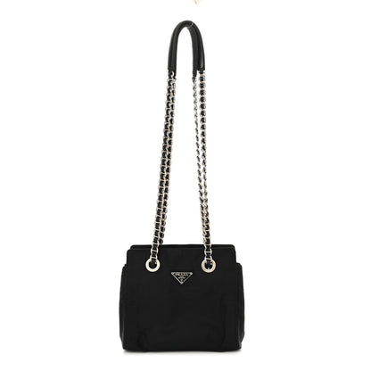 Prada Tessuto Nylon Acciaio Chain Shoulder Bag Black 1 of 15