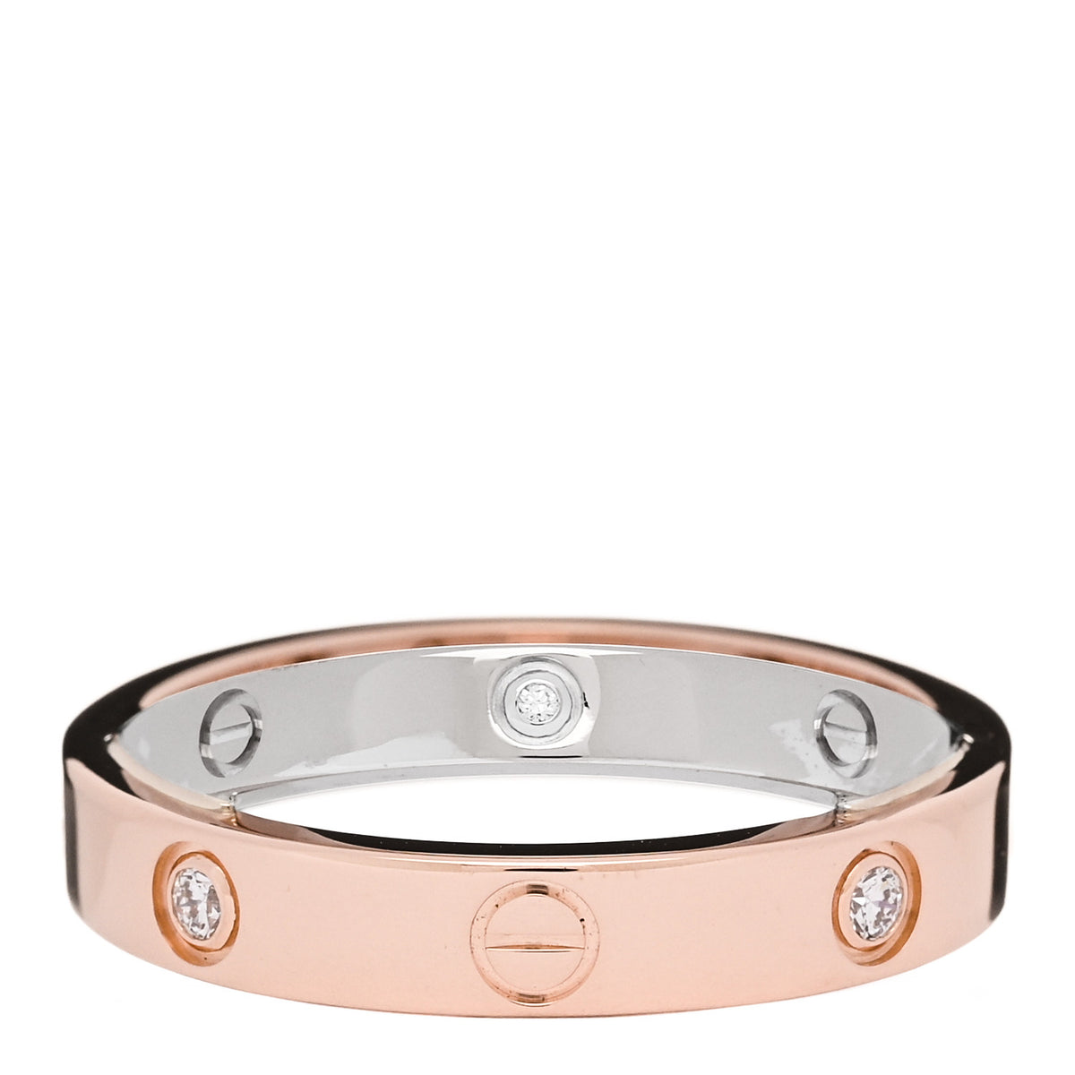 Cartier 18K Pink White Gold 6 Diamonds LOVE Ring 49 5 1 of 5