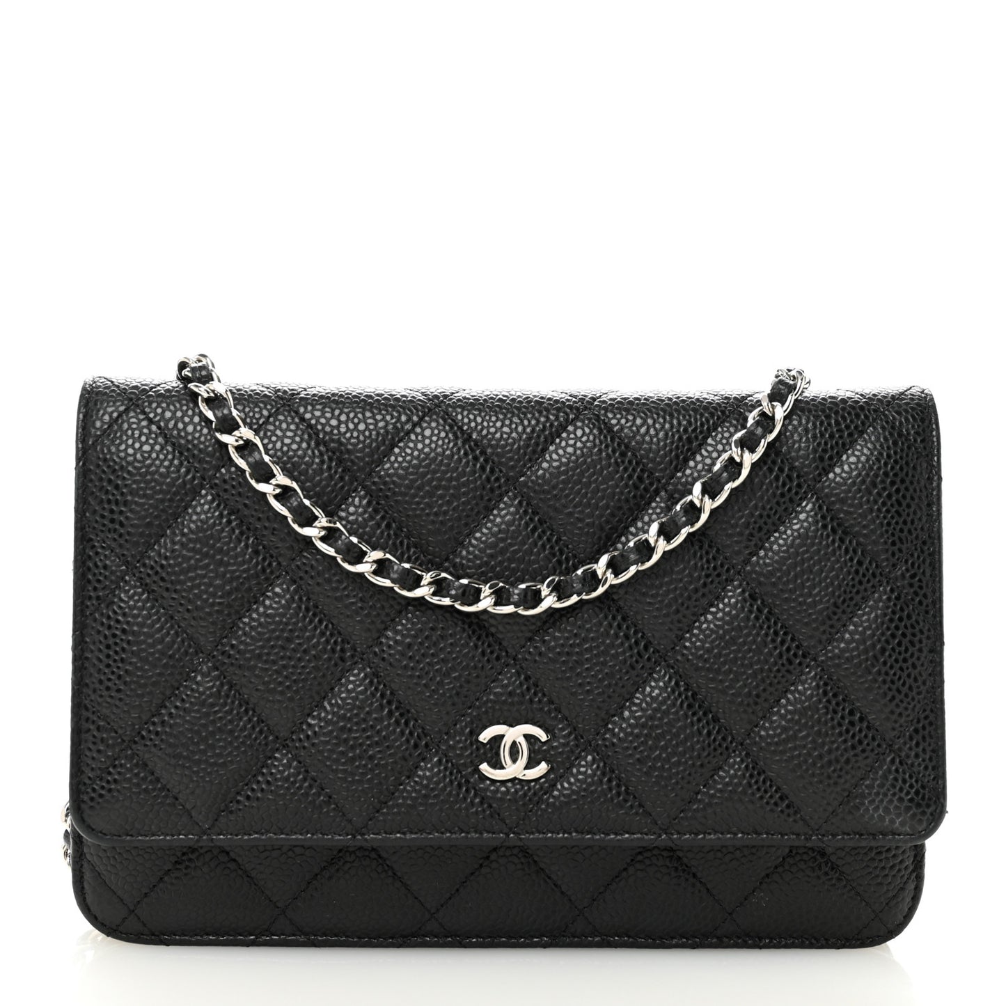Caviar Quilted Wallet on Chain WOC Black