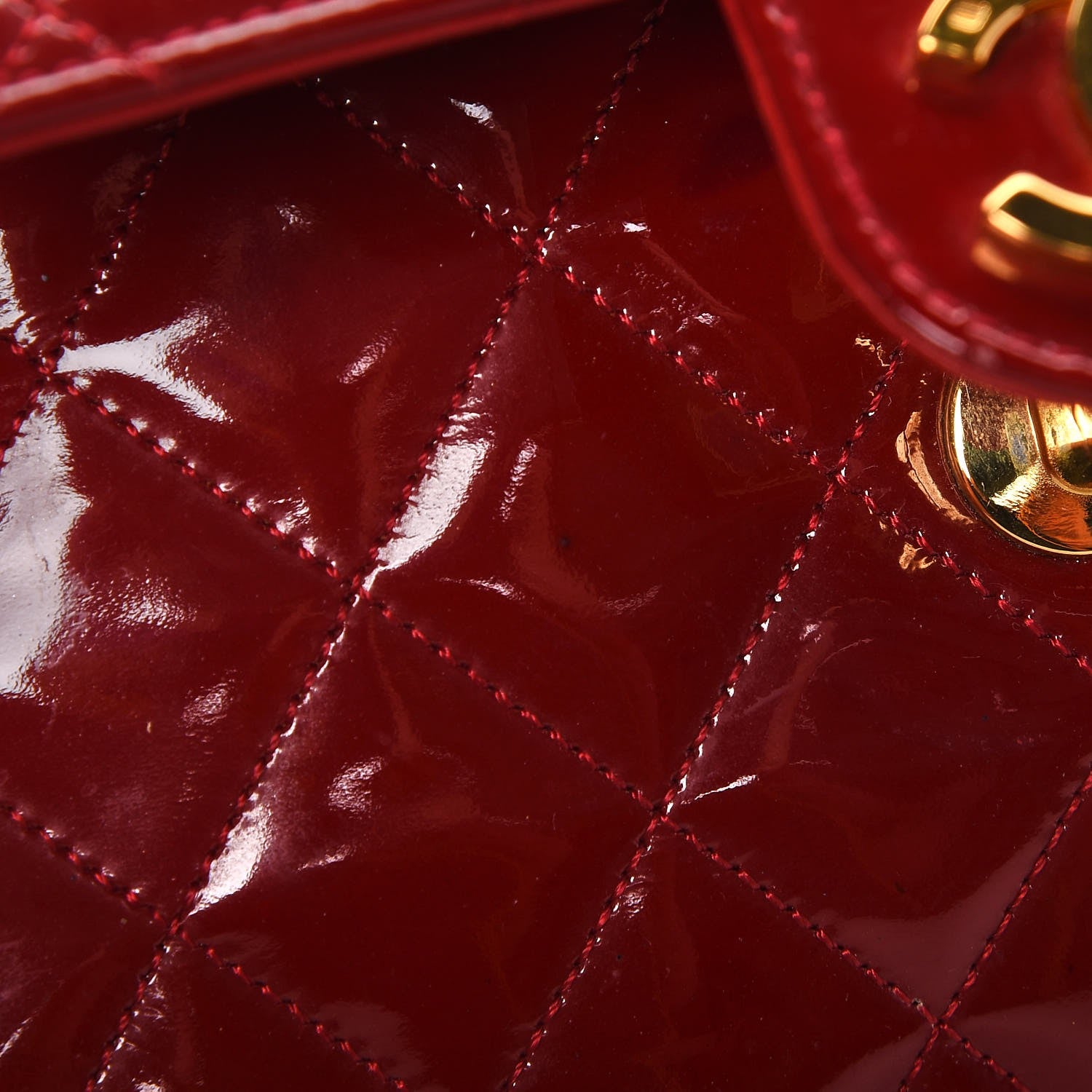 Chanel Patent Quilted Mini Square Flap Red 16 of 18