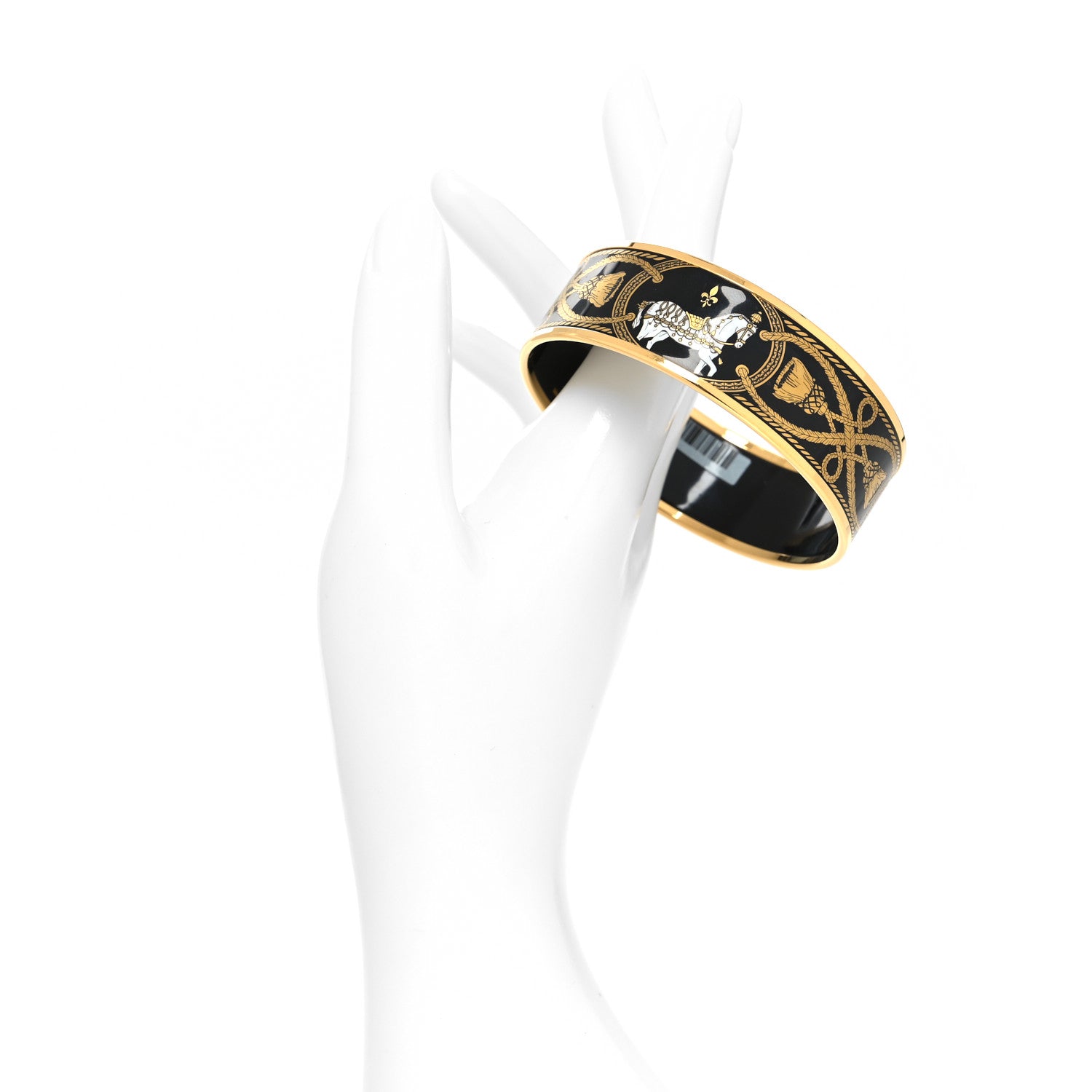 Hermes Enamel Printed Wide Grand Apparat Bracelet 65 Black 2 of 5