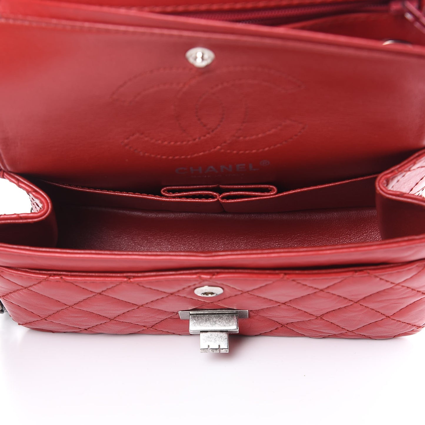 Aged Calfskin Quilted 2.55 Reissue 224 Flap Red