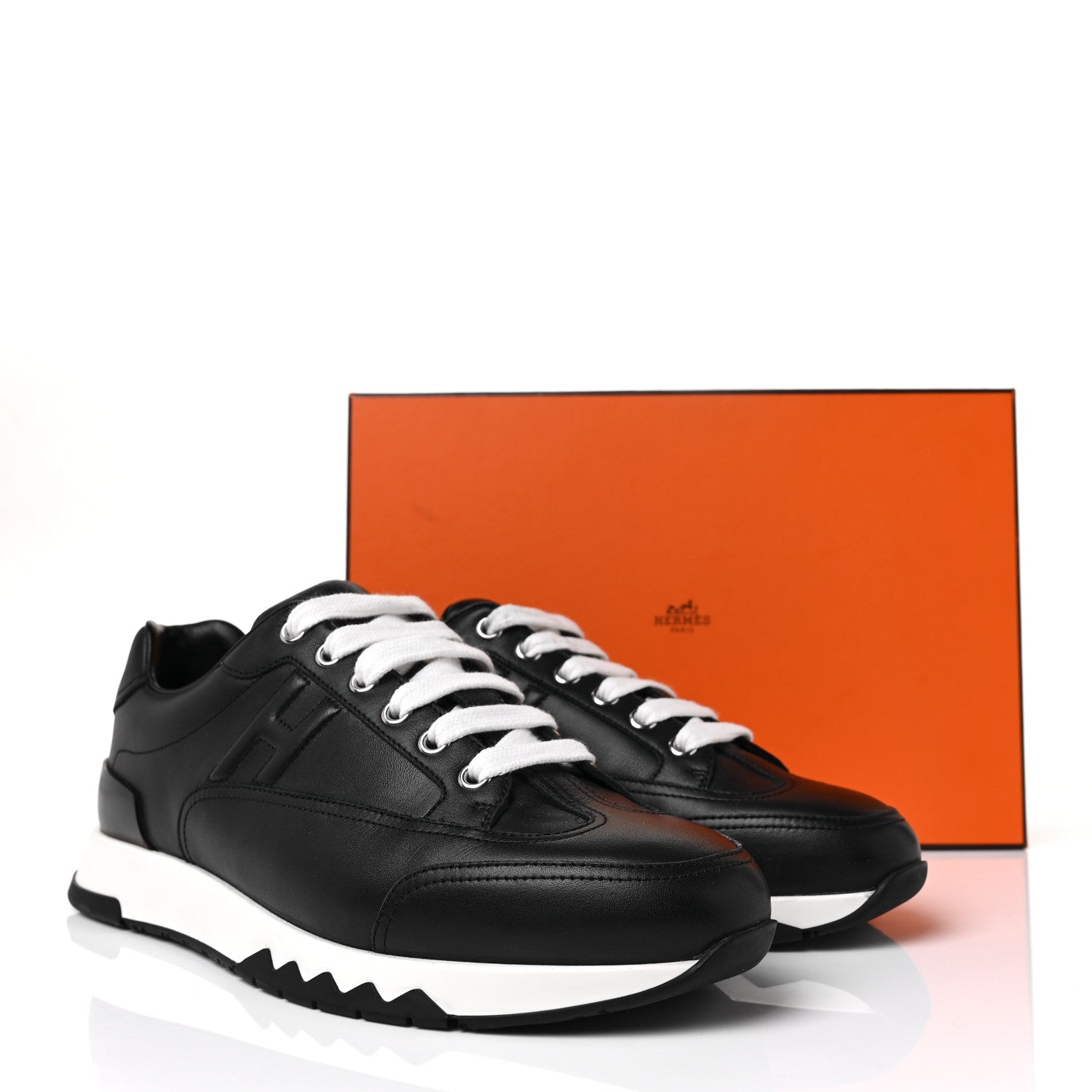 Hermes Calfskin Womens Trail Sneakers 39.5 Black 8 of 8