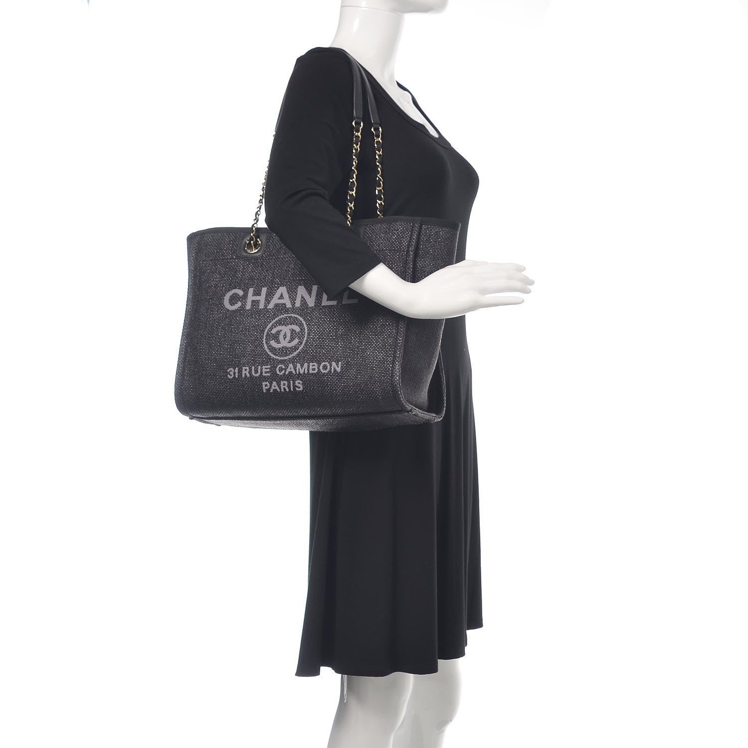 Chanel Woven Straw Raffia Small Deauville Tote Black 2 of 14