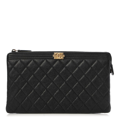 Chanel Caviar Quilted Small Zipped Boy Pouch Black 1 of 9