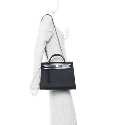 Hermes Military Toile Vache Hunter Herbag Zip PM 31 Black 2 of 12