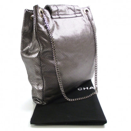 Chanel Metallic Crackled Calfskin Perforated Drill Shoulder Bag Silver 3 of 12