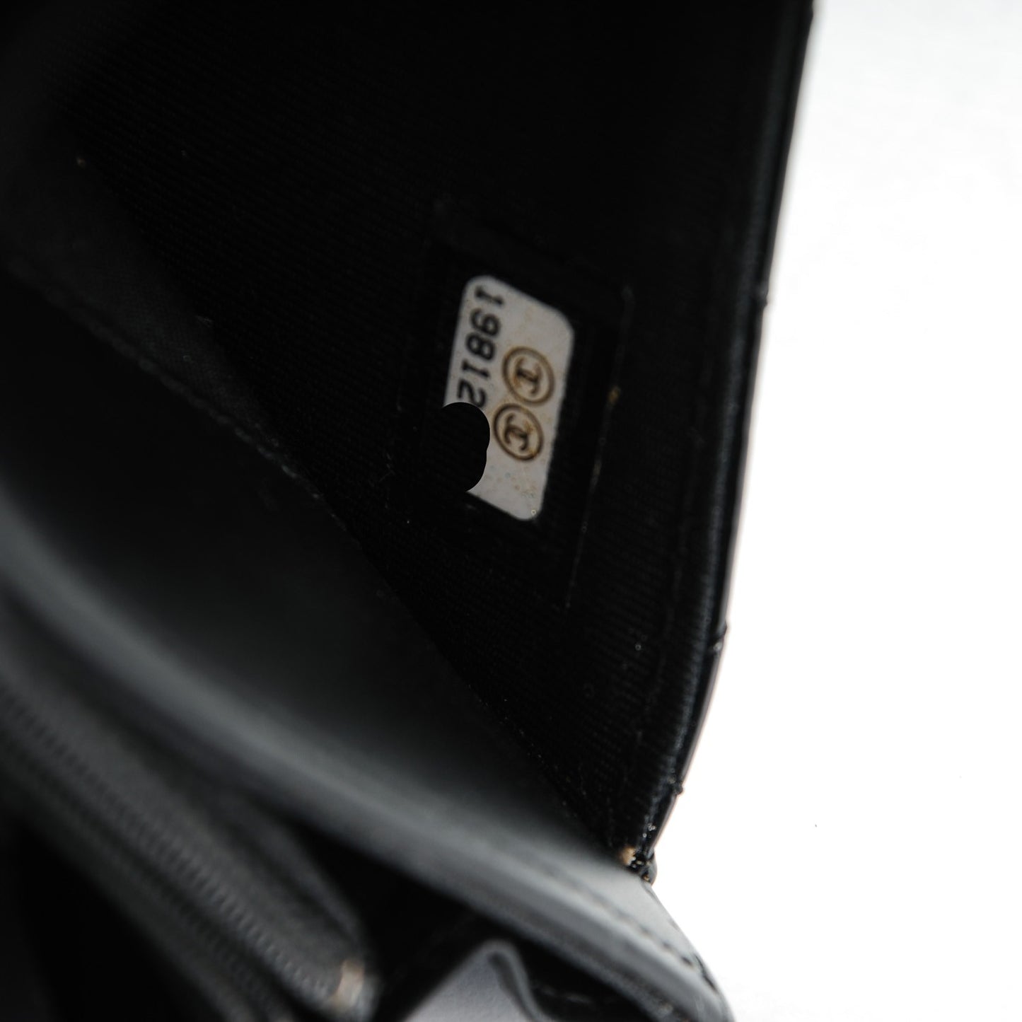 Patent Calfskin Quilted Small Flap Wallet Black