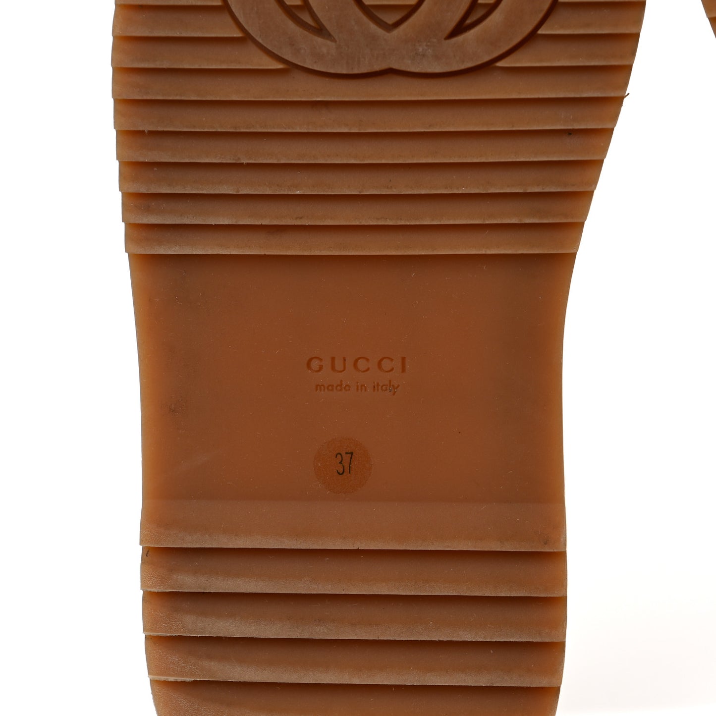 Canvas GG Monogram Angelina Platform Slide Sandals 37 Beige Ruggine
