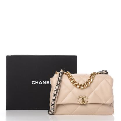 Chanel Goatskin Quilted Large Chanel 19 Flap Beige 11 of 11