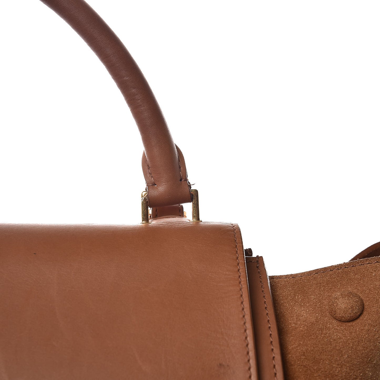 Natural Calfskin Suede Medium Trapeze Tan