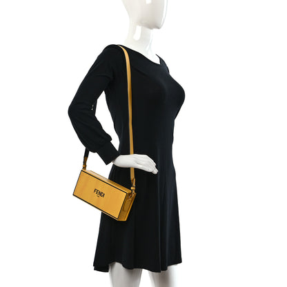 Fendi Vitello Fluffy Logo Horizontal Box Crossbody Bag Yellow Box Black 2 of 13