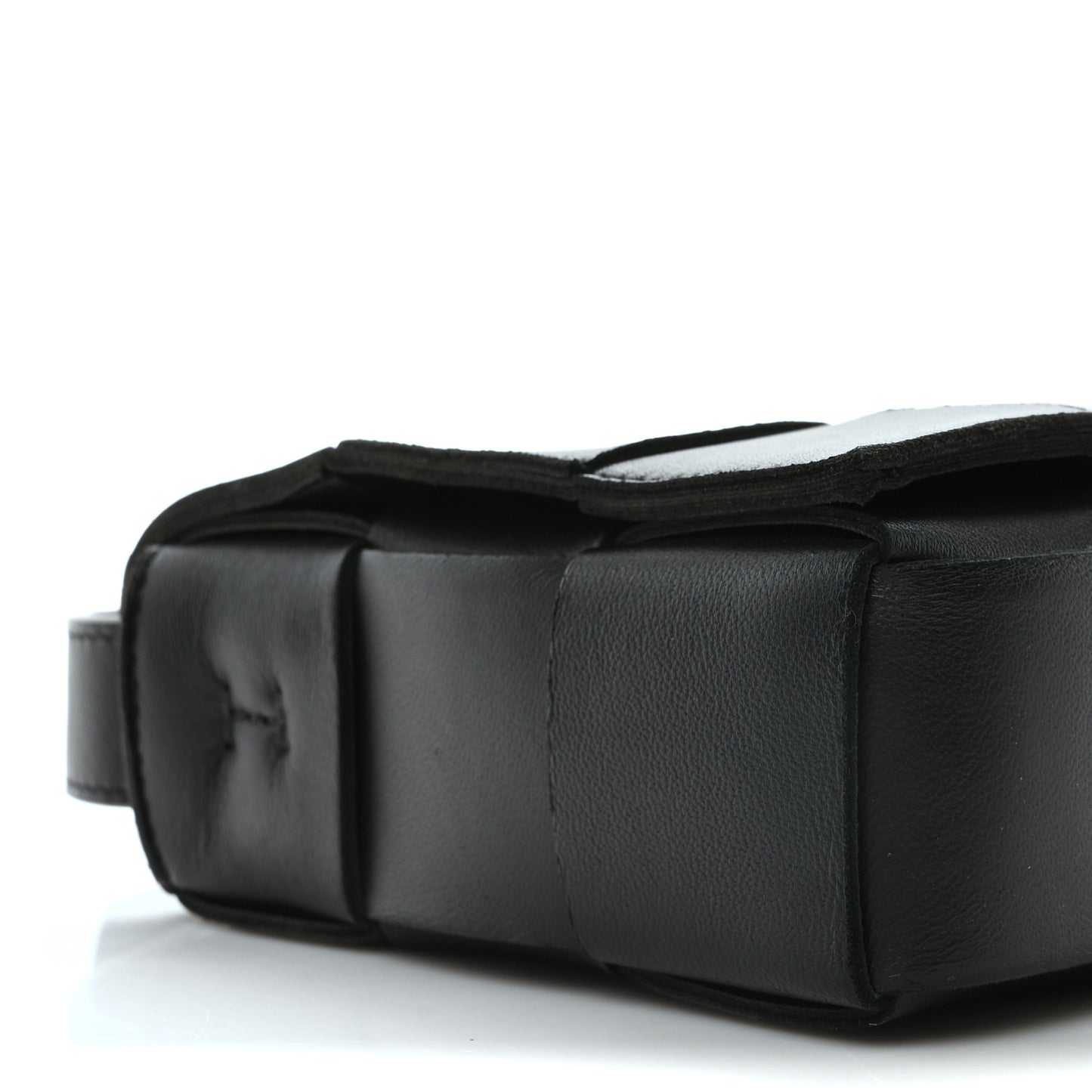 Lambskin Maxi Intrecciato Cassette Crossbody Bag Black