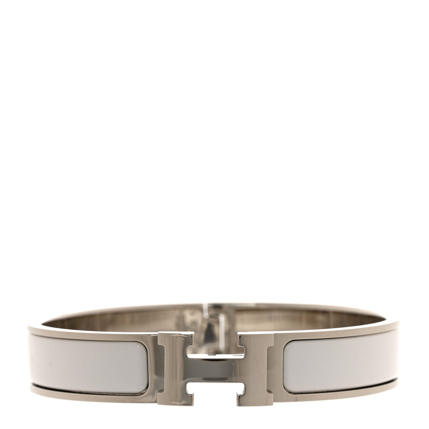 Hermes Enamel Narrow Clic Clac H Bracelet PM White 1 of 4