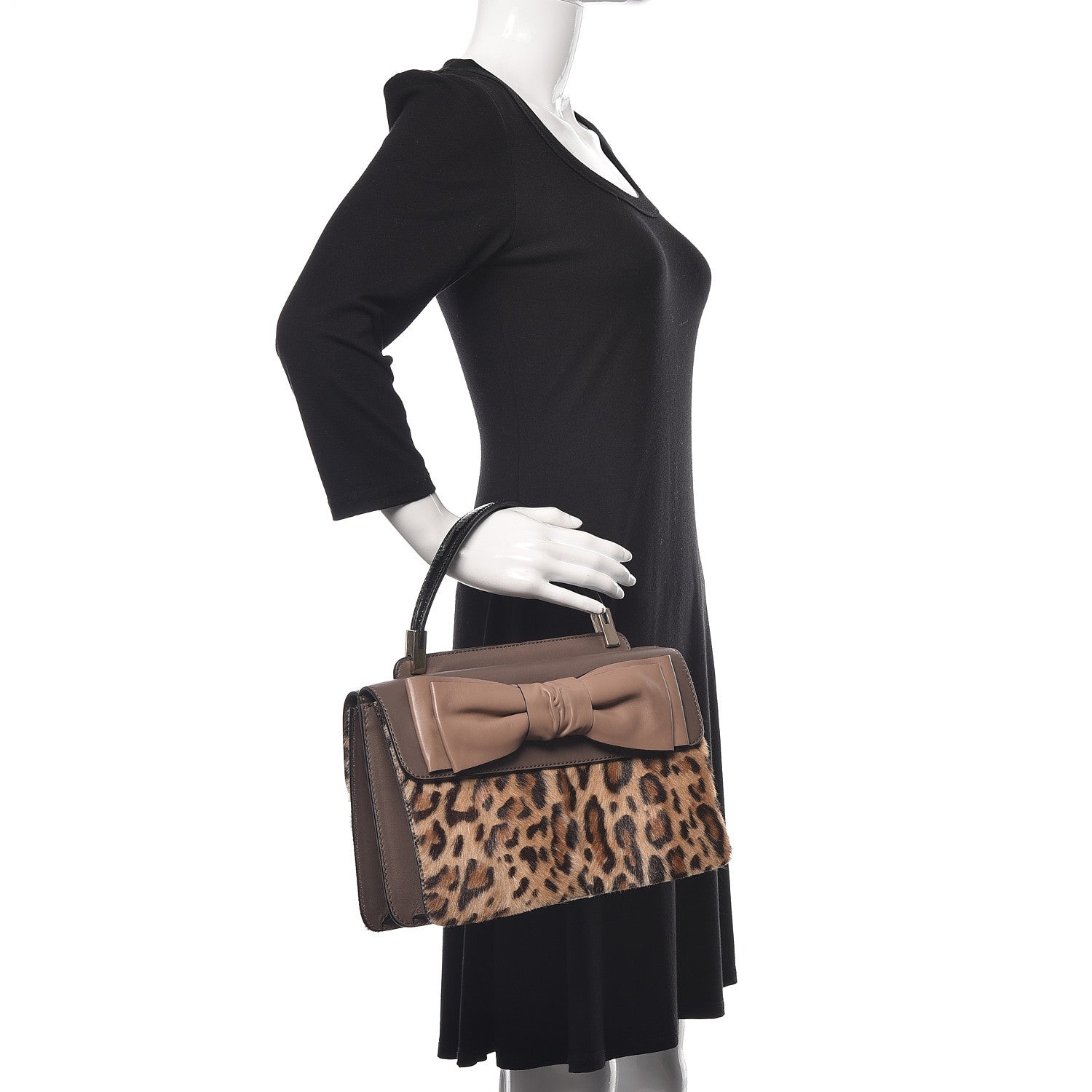 Valentino Garavani Calf Hair Leopard Print Aphrodite Bow Satchel 2 of 12