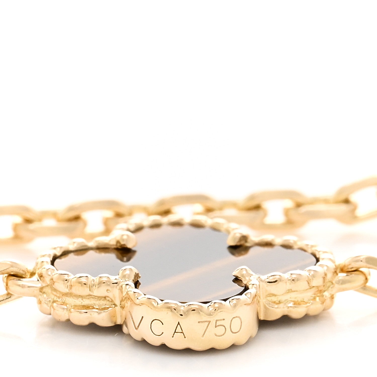 Van Cleef & Arpels 18K Yellow Gold Tiger Eye 10 Motifs Vintage Alhambra Necklace 4 of 5