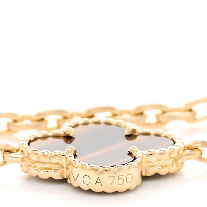 Van Cleef & Arpels 18K Yellow Gold Tiger Eye 10 Motifs Vintage Alhambra Necklace 4 of 5