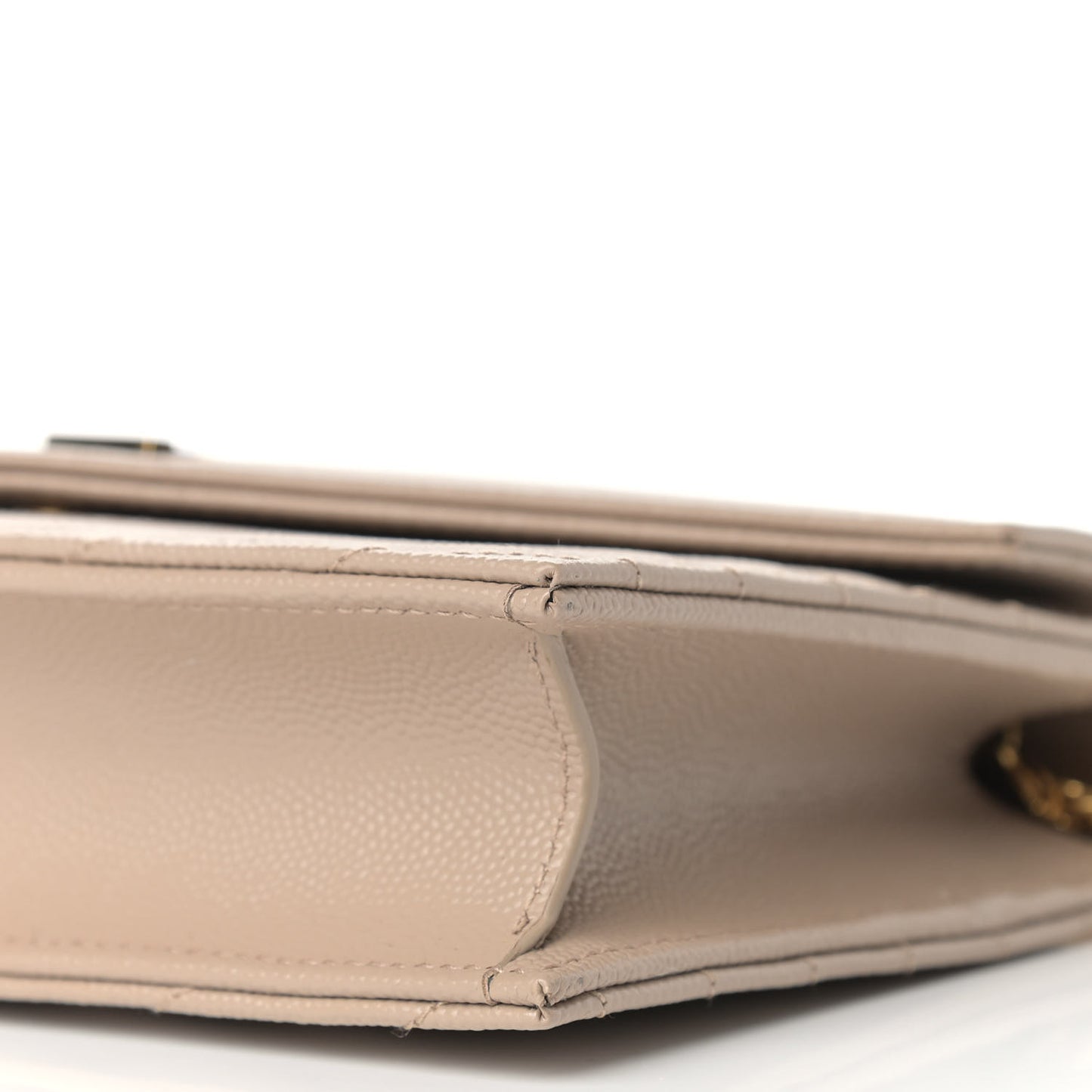 Grain De Poudre Matelasse Chevron Monogram Envelope Chain Wallet Dark Beige