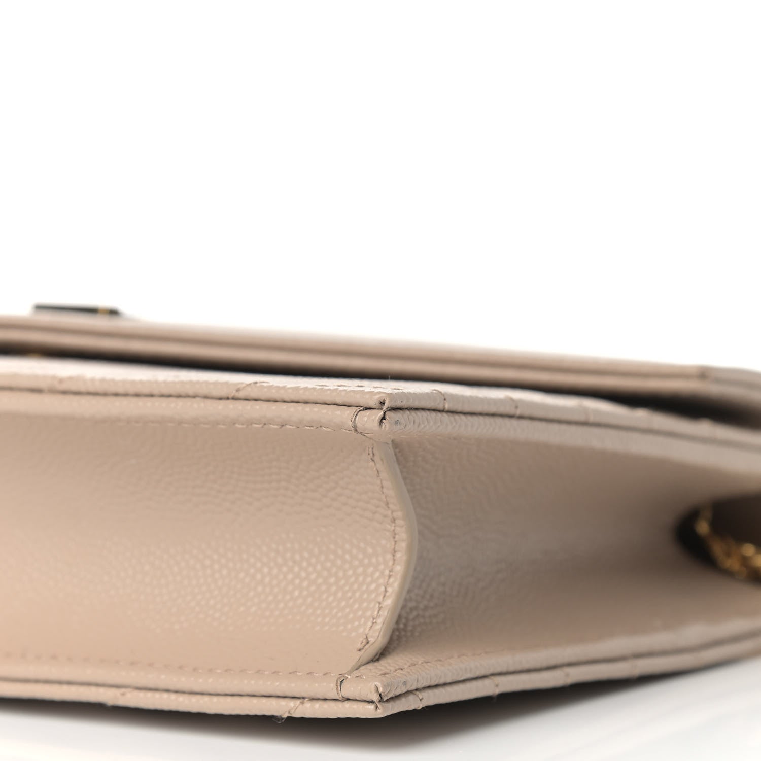 Saint Laurent Grain De Poudre Matelasse Chevron Monogram Envelope Chain Wallet Dark Beige 9 of 9