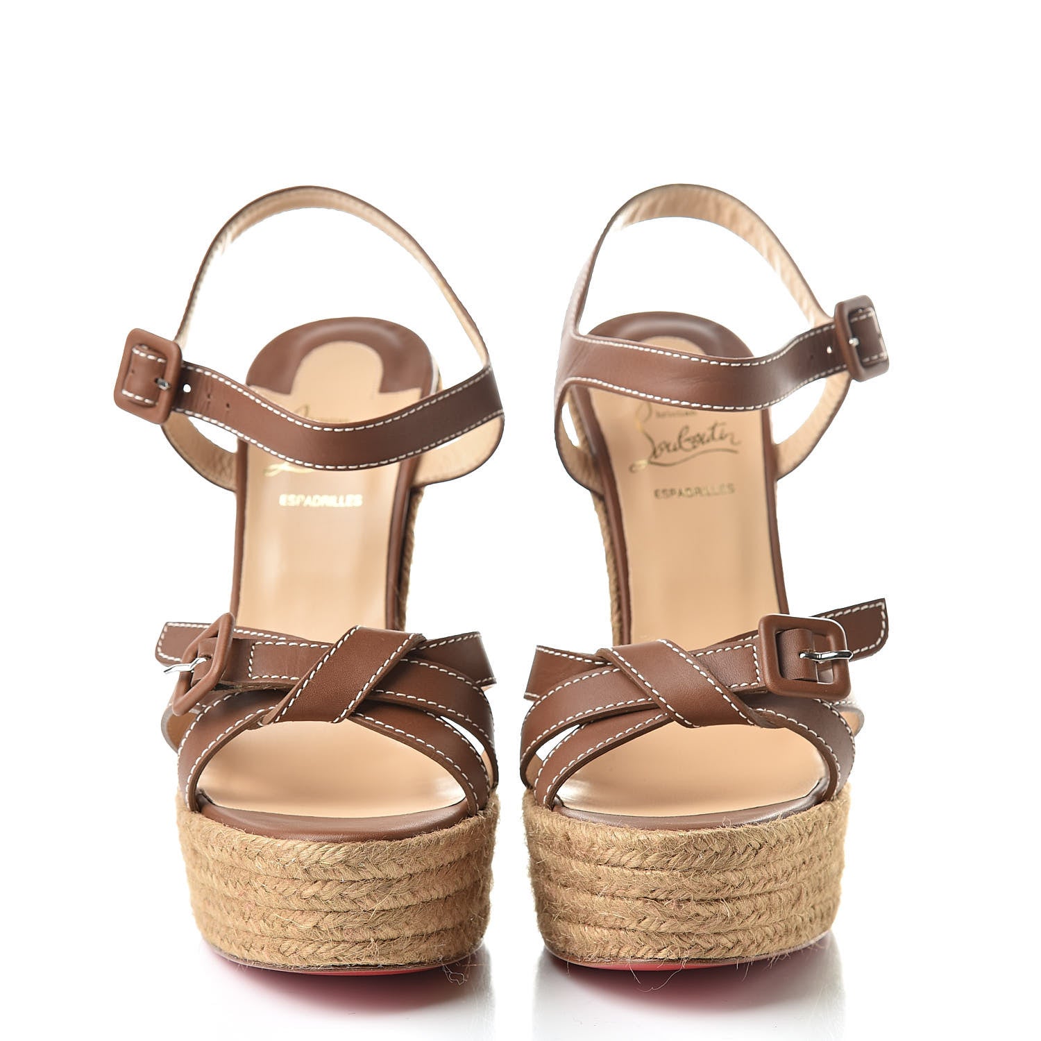 Christian Louboutin Calfskin Rope Zero Problem 140 Espadrille Wedges 40 Brown 2 of 7
