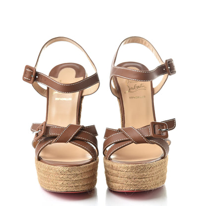 Christian Louboutin Calfskin Rope Zero Problem 140 Espadrille Wedges 40 Brown 2 of 7