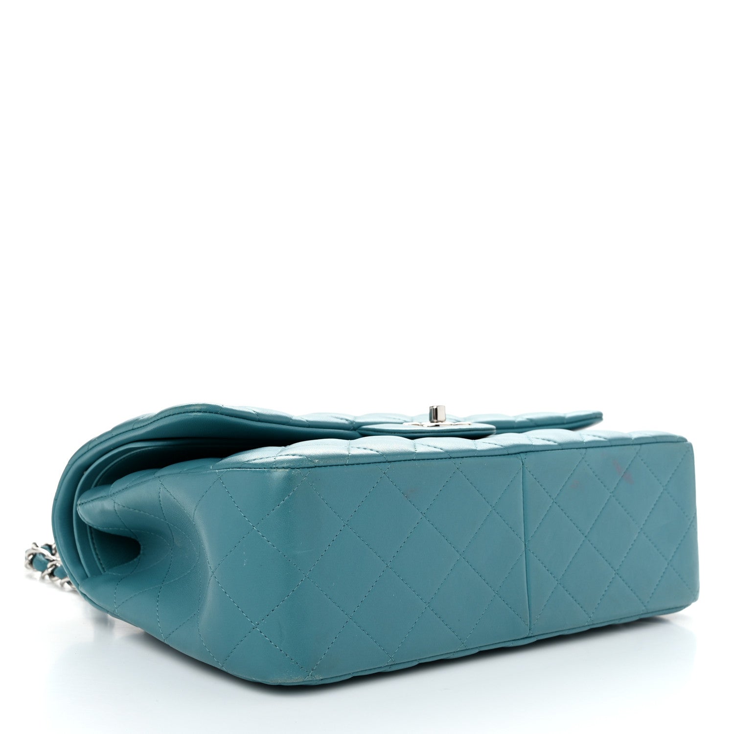 Chanel Lambskin Quilted Jumbo Double Flap Turquoise 4 of 11