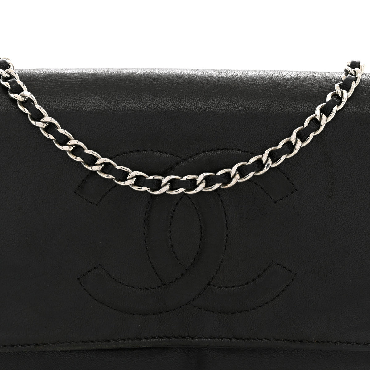 Lambskin Timeless CC Wallet On Chain WOC Black