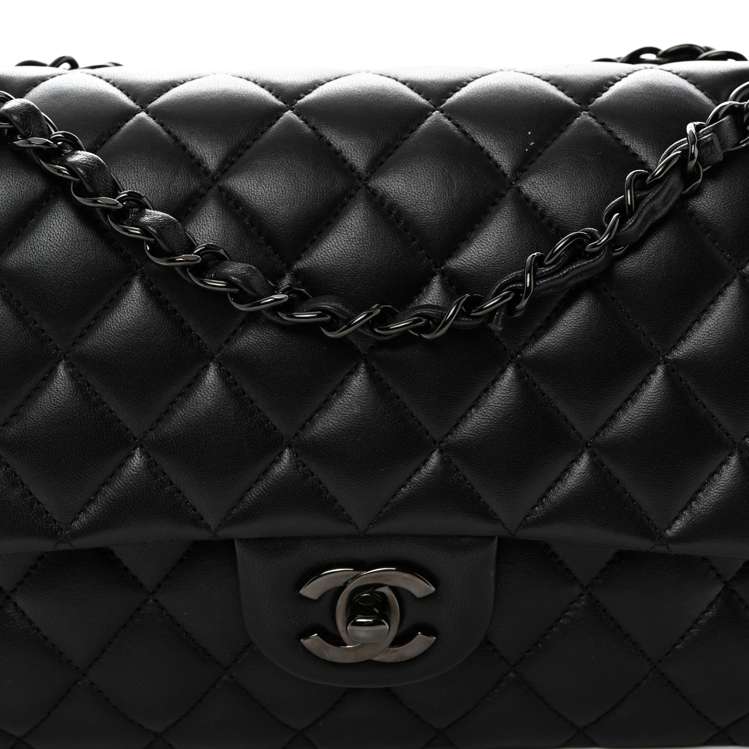 Chanel Lambskin Quilted Medium Double Flap So Black 8 of 10