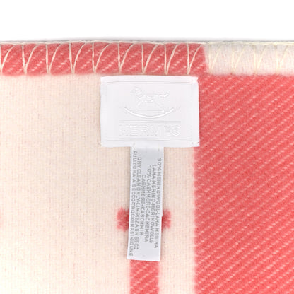 Hermes Wool Cashmere Avalon Baby Blanket Rose Airelle White 3 of 3