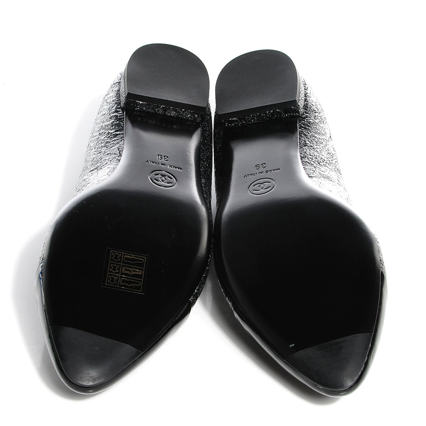 Metallic Crinkled Calfskin Pointed Toe Ballerina Flats 39 Dark Grey
