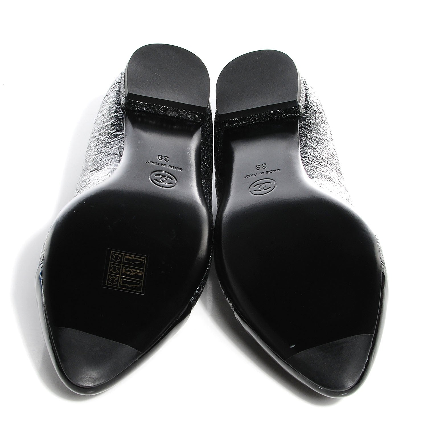 Chanel Metallic Crinkled Calfskin Pointed Toe Ballerina Flats 39 Dark Grey 5 of 6