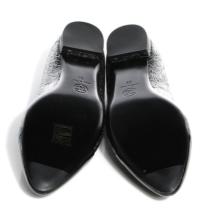 Chanel Metallic Crinkled Calfskin Pointed Toe Ballerina Flats 39 Dark Grey 5 of 6