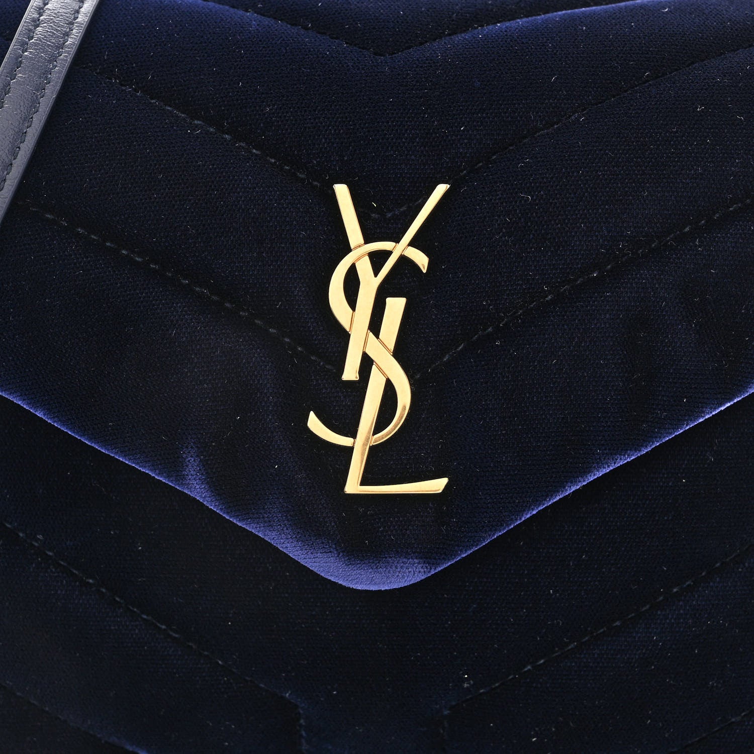 Saint Laurent Velvet Y Quilted Monogram Toy Loulou Crossbody Bag Deep Marine 8 of 10
