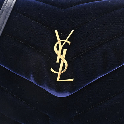Saint Laurent Velvet Y Quilted Monogram Toy Loulou Crossbody Bag Deep Marine 8 of 10