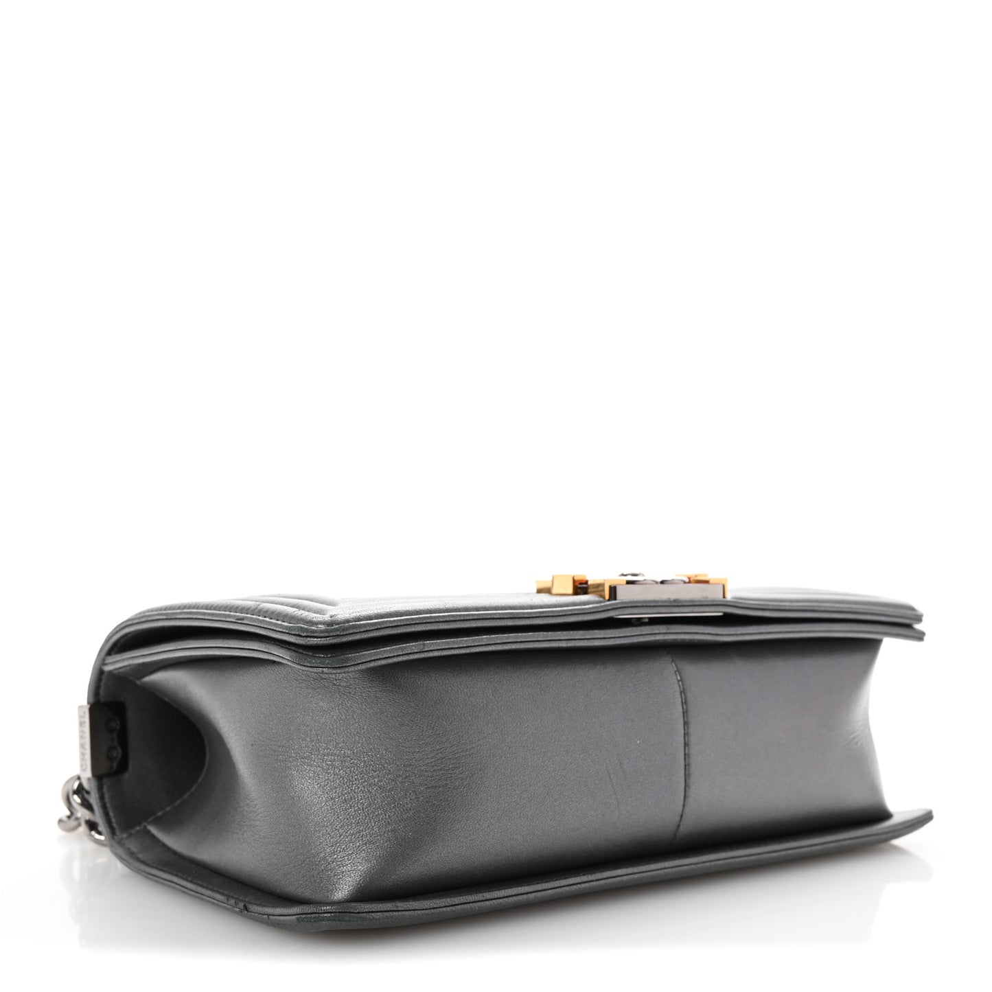 Lambskin Embossed Medium Boy Cube Flap Grey