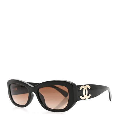 Chanel Acetate Rectangle Sunglasses 5493-A Black Brown 1 of 7