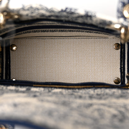 Christian Dior Toile de Jouy Embroidered Medium Lady D-Lite Navy 5 of 10