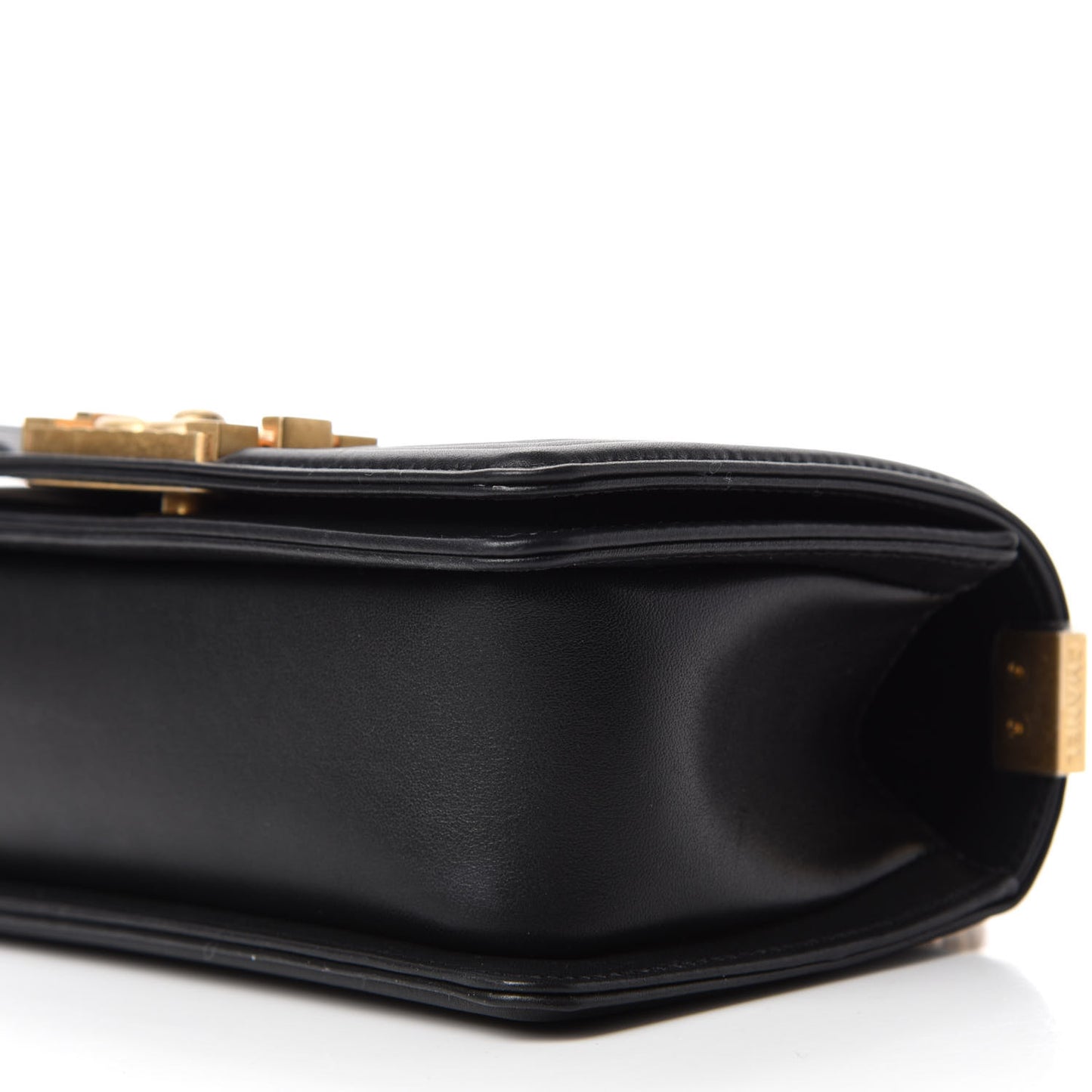 Calfskin Small Boy Logo Top Handle Flap Black