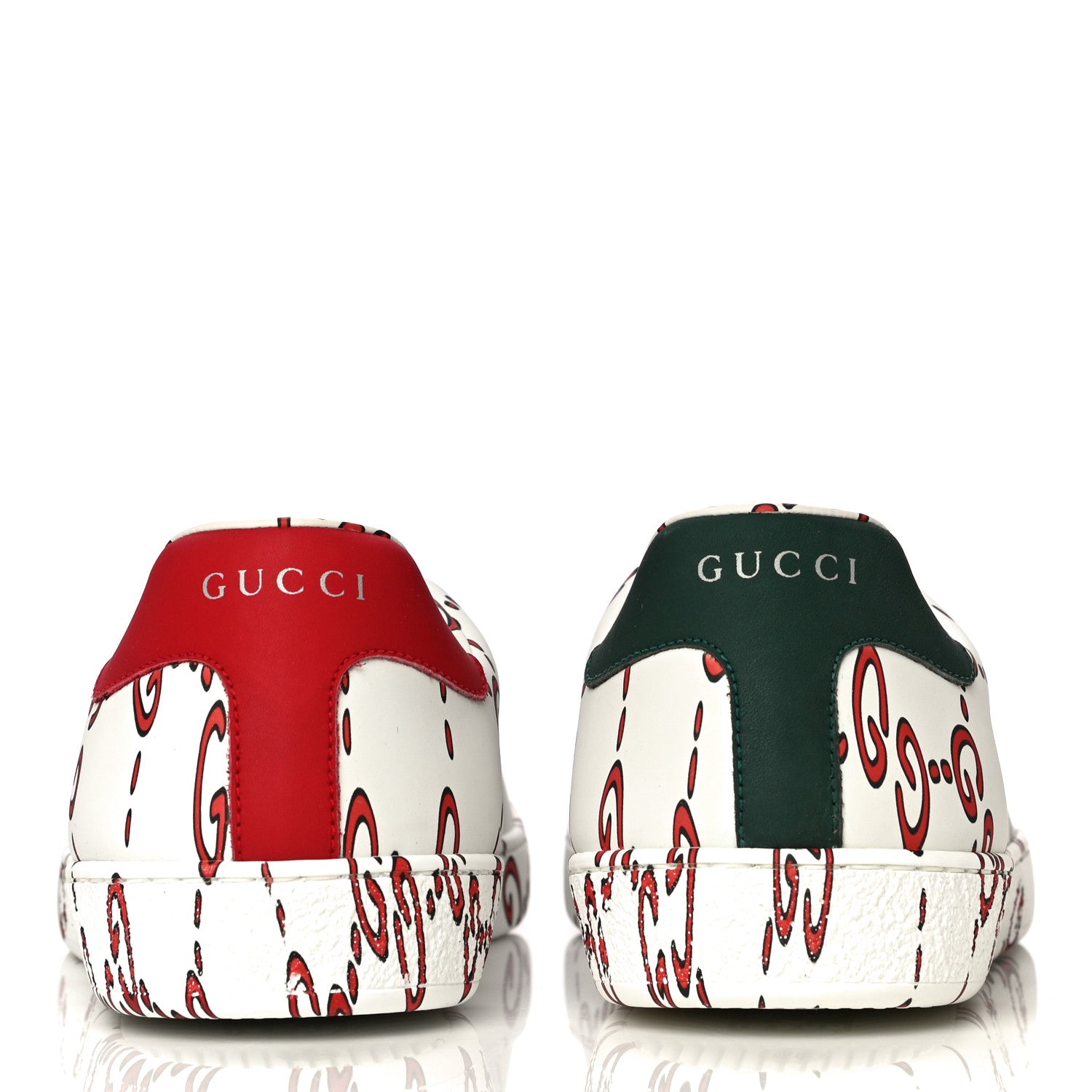 Gucci Calfskin GucciGhost Print Mens Ace Sneakers 8.5 White Hibiscus Red 6 of 11