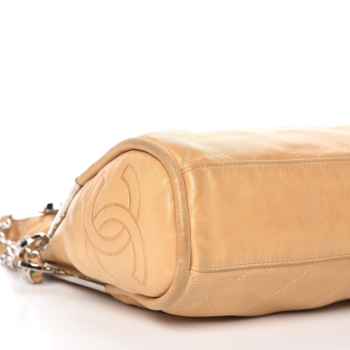 Lambskin Stitched Medium Ultimate Soft Tote Beige