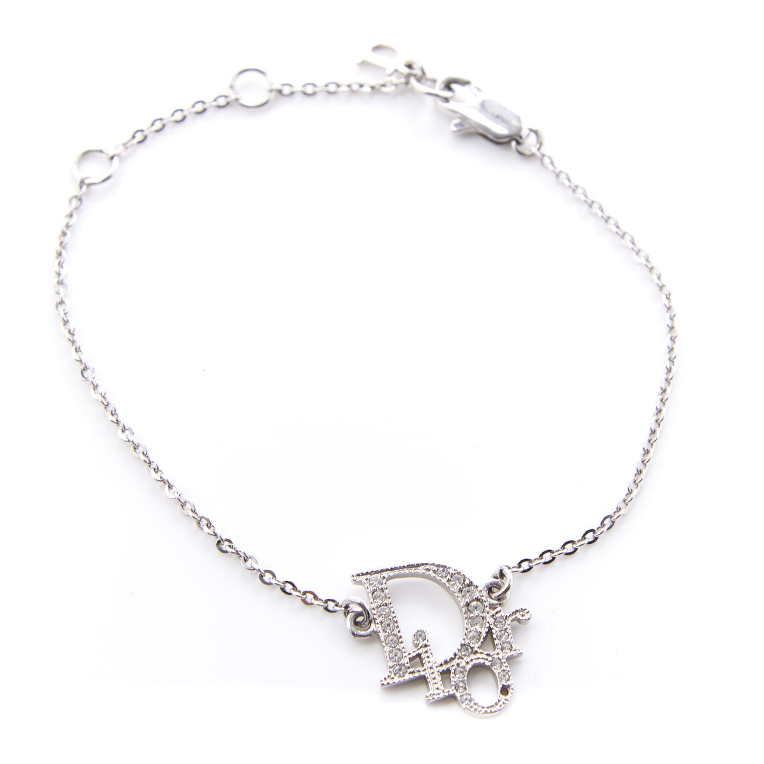 Christian Dior Crystal Logo Bracelet Silver 1 of 4