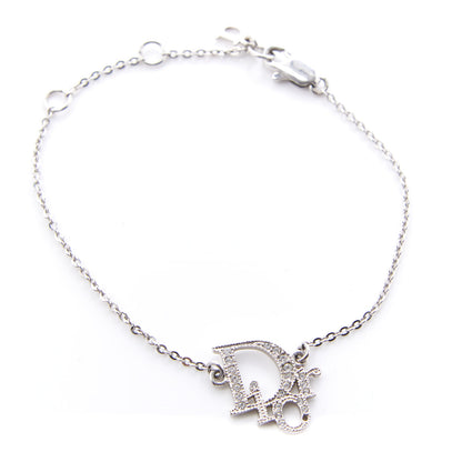 Christian Dior Crystal Logo Bracelet Silver 1 of 4
