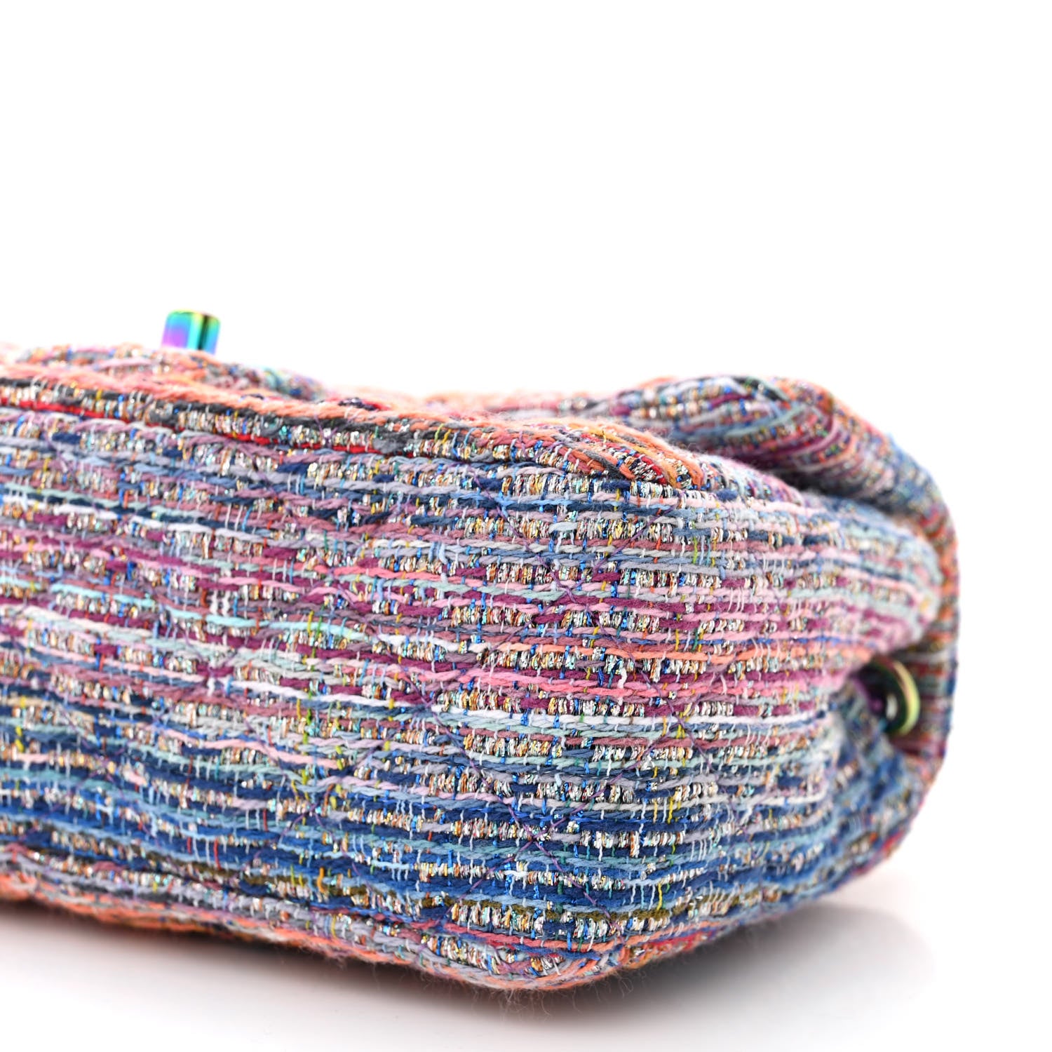 Chanel Tweed Quilted Mini Rectangular Flap Blue Pink Orange 10 of 11